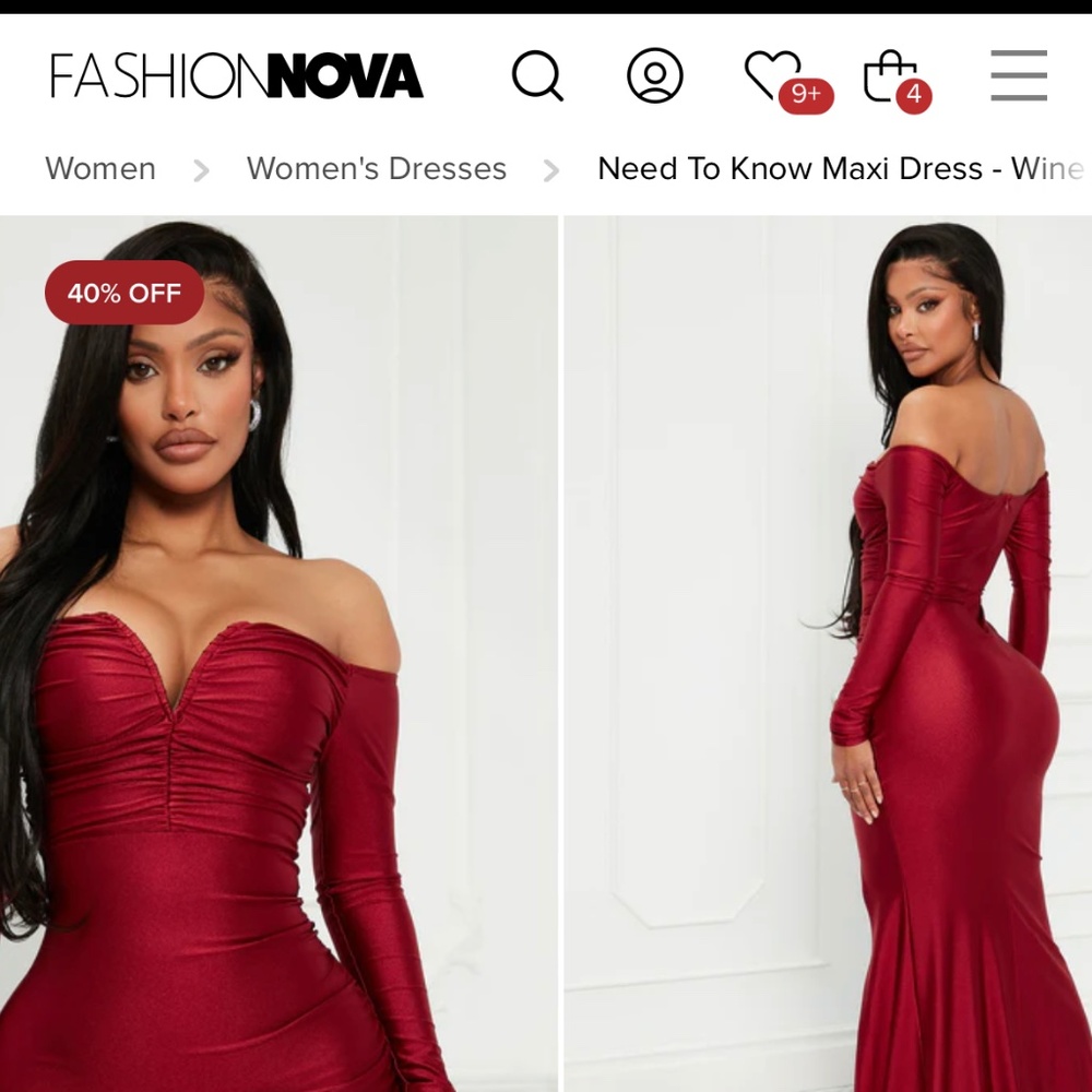 Elegant wine gown.